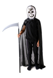 STRÓJ KOSTIUM KOSTUCHA ŚMIERĆ ŻNIWIARZ HALLOWEEN PELERYNA KOSA MASKA