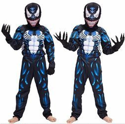 STRÓJ VENOM MARVEL dla DZIECI Kostium z MASKĄ i MIĘŚNIAMI + RĘKAWICE UNIKAT