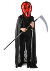 STRÓJ KOSTIUM DIABEŁ HORROR HALLOWEEN PELERYNA MASKA KOSA