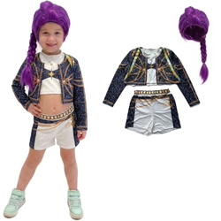 Strój zestaw RUMI SCENA-1 HAIR-VIOLET Demon Hunters KPOP Cosplay Łowczynie Demonów 8-13 lat rozmiary: 128-152