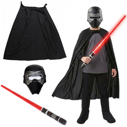 KYLO REN: PELERYNA+MASKA+ CZERWONY MIECZ ŚWIETLNY ZESTAW DLA FANA STAR WARS
