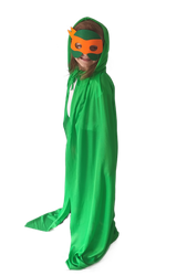 STRÓJ KOSTIUM MICHELANGELO ŻÓŁWIE NINJA PELERYNA + MASKA