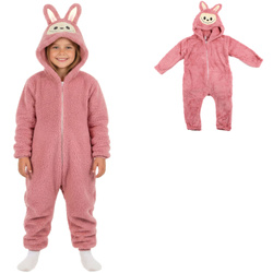 Strój LABUBU, kostium imitujący futerko, piżama LAFUFU z ogonkiem rozmiary: 110-140 PUDROWY RÓŻ