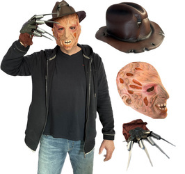 ZESTAW FREDDY KRUEGER KOSZMAR Z ULICY WIĄZÓW HALLOWEEN MASKA KAPELUSZ RĘKAWICA