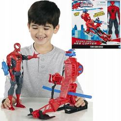 Duży zestaw figurka SPIDERMAN + HELIKOPTER HASBRO A6747 30cm TITAN HERO
