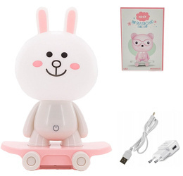 LAMPKA BIAŁY KRÓLICZEK NA DESKOROLCE LED