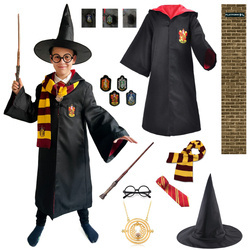 STRÓJ HARRY POTTER zestaw 12 elementów + plakat PERON 9 3/4 roz.116-158cm
