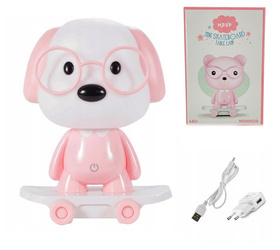 LAMPKA RÓŻOWY PIESEK NA DESKOROLCE LED