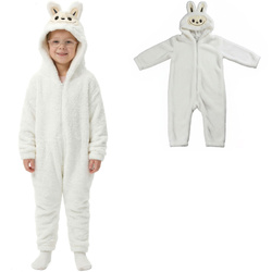 Strój LABUBU, kostium imitujący futerko, piżama LAFUFU z ogonkiem BIAŁY rozmiary 110-140