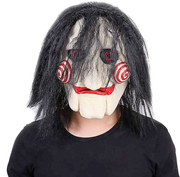 MASKA LATEKSOWA PIŁA HORROR HALOWEEN WŁOSY