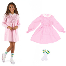 Kostium ELEVEN Stranger Things dla dziewczynki sukienka + skarpety