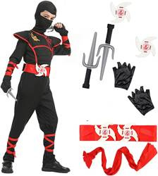 Strój Ninjago dla dzieci kostium ninja ze sztyletami i shurikenami S, M i L