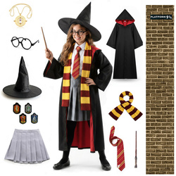 HARRY POTTER strój HERMIONA 7-8 lat zestaw 13 el +Duży plakat Peron 122-128