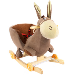 Pluszowy Bujaczek OSIOŁEK na biegunach 2w1 – Bujak Jeździk Płozy, Kółka