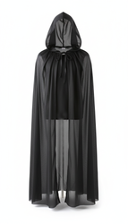 Czarna peleryna z kapturem 120 cm – idealna na Halloween i karnawał