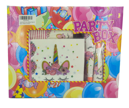 DUŻY ZESTAW URODZINOWY PARTY BOX UNICORN BALONY