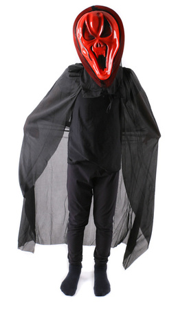 STRÓJ KOSTIUM DIABEŁ HORROR HALLOWEEN PELERYNA MASKA KOSA