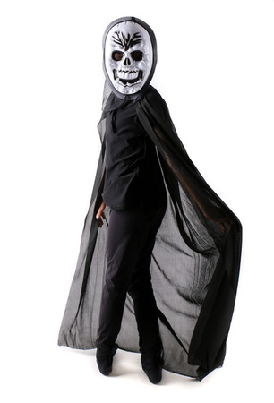 STRÓJ KOSTIUM KOSTUCHA ŚMIERĆ ŻNIWIARZ HALLOWEEN PELERYNA KOSA MASKA