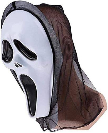 STRÓJ KOSTIUM KRZYK HALLOWEEN STRACH HORROR MASKA + PELERYNA