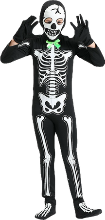 STRÓJ PRZEBRANIE ŚWIECĄCY W CIEMNOŚCI SZKIELETOR KOŚCIOTRUP Z KOSĄ HALOWEEN KARNAWAŁ UNISEX